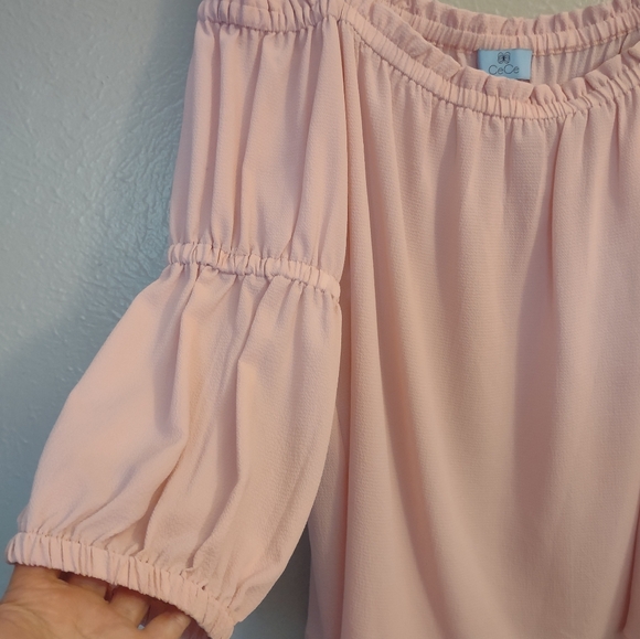 CeCe Women's Square Neck Ruffle Sleeve Blouse in Rosehip Pink - Picture 11 of 11